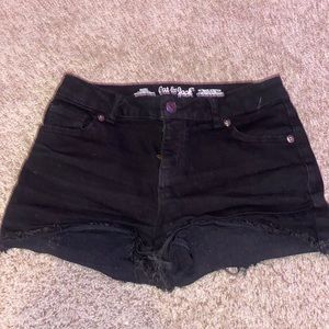 A black jean shorts normally sold in Target for 12 dollars. In good condition.